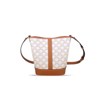CELINE MEDIUM BUCKET IN TRIOMPHE CANVAS AND CALFSKIN 191132CAS.04LV (30*22*13)